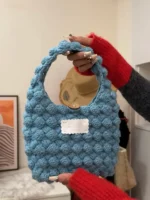 Crochet Bubble Texture Bag – Chunky Knit Shoulder Tote - Image 3