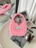 Crochet Bubble Texture Bag – Chunky Knit Shoulder Tote - Image 8