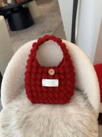 Crochet Bubble Texture Bag – Chunky Knit Shoulder Tote - Image 4