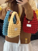 Crochet Bubble Texture Bag – Chunky Knit Shoulder Tote