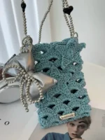 Crochet Shell & Star Phone Pouch – Ocean Motif Crossbody - Image 5