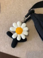 Crochet Daisy Figurine Charm – Handcrafted Floral Keychain