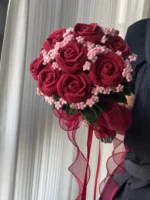 Crochet Red Rose Arrangement – Handcrafted Wedding Décor - Image 5
