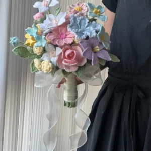 Crochet Flower Arrangement – Vibrant Tonal Bouquet