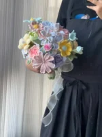 Crochet Flower Arrangement – Vibrant Tonal Bouquet - Image 4