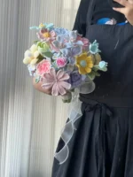 Crochet Flower Arrangement – Vibrant Tonal Bouquet - Image 2