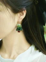 Micro-Crochet Christmas Tree Figurine Studs – Dainty Lace Motif Jewelry - Image 2