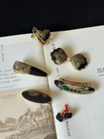 Song Brocade Hair Clips – Black Gold Butterfly