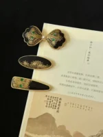 Song Brocade Hair Clips – Black Gold Butterfly - Image 3