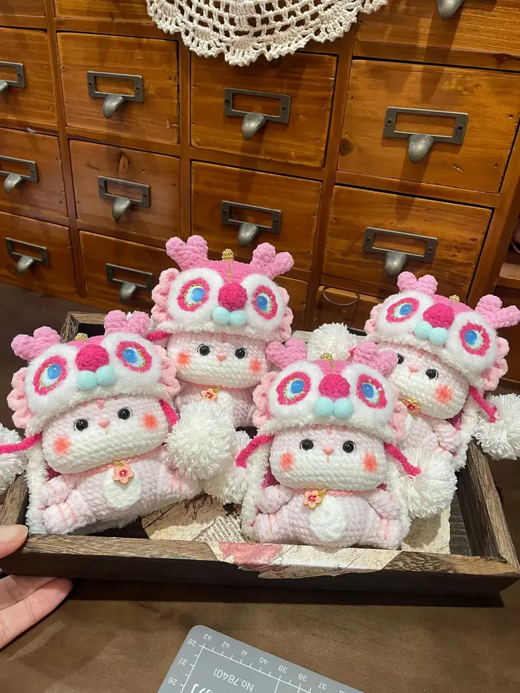 1-750px (2) Crochet Lion Dance Figurine – Lunar New Year Mascot - Image 1