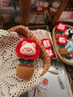 Crochet Pig Figurine Planter – Blossom Amigurumi Decor - Image 3