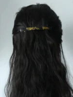 Chinese Lacquer Hair Barrette – Gilded Bamboo – Copper French Clip - Image 4