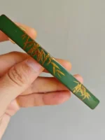 Chinese Lacquer Hair Barrette – Gilded Bamboo – Copper French Clip - Image 2