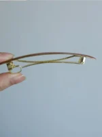 Chinese Lacquer Hair Barrette – Gilded Bamboo – Copper French Clip - Image 8