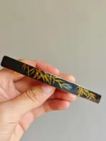 Chinese Lacquer Hair Barrette – Gilded Bamboo – Copper French Clip - Image 9