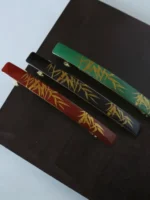 Chinese Lacquer Hair Barrette – Gilded Bamboo – Copper French Clip