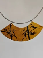 Chinese Lacquer Fan Choker – Gilded Art – 925 Silver & Copper - Image 4