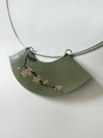 Chinese Lacquer Fan Choker – Gilded Art – 925 Silver & Copper - Image 8