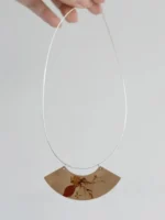 Chinese Lacquer Fan Choker – Gilded Art – 925 Silver & Copper - Image 9
