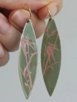 Chinese Lacquer Drop Earrings – Slim Bamboo – 925 Silver Hooks - Image 5