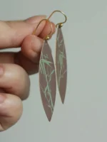Chinese Lacquer Drop Earrings – Slim Bamboo – 925 Silver Hooks - Image 10