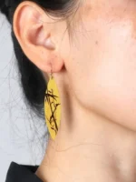 Chinese Lacquer Drop Earrings – Slim Bamboo – 925 Silver Hooks - Image 3