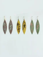 Chinese Lacquer Drop Earrings – Slim Bamboo – 925 Silver Hooks - Image 4