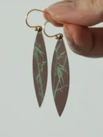 Chinese Lacquer Drop Earrings – Slim Bamboo – 925 Silver Hooks - Image 11