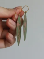 Chinese Lacquer Drop Earrings – Slim Bamboo – 925 Silver Hooks - Image 7