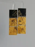 Chinese Lacquer Tiered Earrings – Grand Mountains – 925 Silver Posts