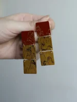Chinese Lacquer Tiered Earrings – Grand Mountains – 925 Silver Posts - Image 9