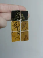 Chinese Lacquer Tiered Earrings – Grand Mountains – 925 Silver Posts - Image 5