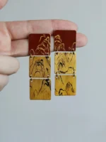 Chinese Lacquer Tiered Earrings – Grand Mountains – 925 Silver Posts - Image 6