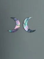 Chinese Lacquer Crescent Studs Earrings– Moon Phases – Mother-of-Pearl & 925 Silver - Image 6