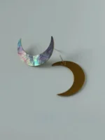 Chinese Lacquer Crescent Studs Earrings– Moon Phases – Mother-of-Pearl & 925 Silver - Image 9