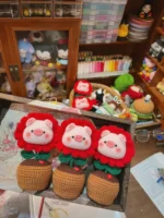 Crochet Pig Figurine Planter – Blossom Amigurumi Decor - Image 6