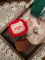 Crochet Pig Figurine Planter – Blossom Amigurumi Decor - Image 2
