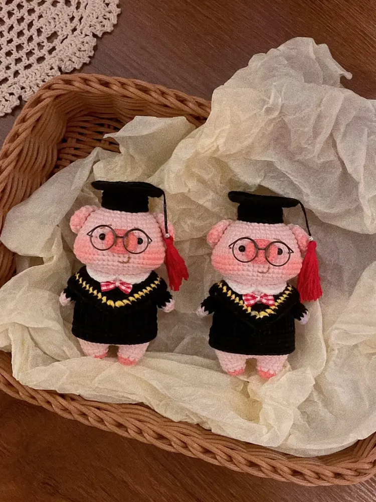 GZ00000-00146-750px(1) Crochet Graduation Figurine – Amigurumi Cap & Gown Mascot - Image 1
