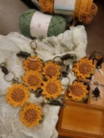 Crochet Sunflower Figurine Charm – Positive Energy Accent