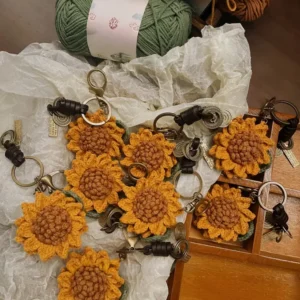 Crochet Sunflower Figurine Charm – Positive Energy Accent