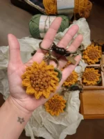 Crochet Sunflower Figurine Charm – Positive Energy Accent - Image 2
