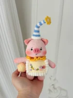 Crochet Striped Mascot Figurine – Premium Cotton Knit Accessory