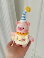 Crochet Striped Mascot Figurine – Premium Cotton Knit Accessory - Image 2