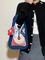 Crochet Granny Square Tote – Heritage Chunky Knit Floral Motif - Image 8