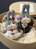 Crochet Wedding Bunny Figurine Gift Box – Amigurumi Bride & Groom Set - Image 2