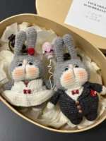 Crochet Wedding Bunny Figurine Gift Box – Amigurumi Bride & Groom Set - Image 6