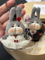 Crochet Wedding Bunny Figurine Gift Box – Amigurumi Bride & Groom Set - Image 7
