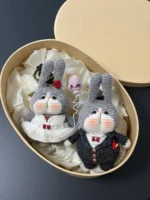 Crochet Wedding Bunny Figurine Gift Box – Amigurumi Bride & Groom Set