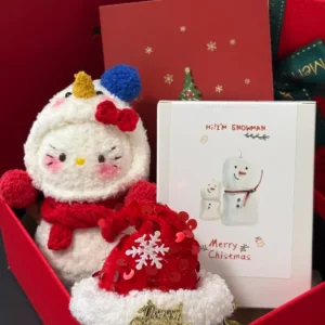 Crochet Snowman Figurine Gift Box – Artisan Knit, Candle & Accessory Set