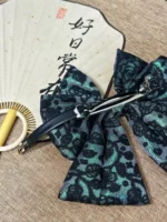 Song Brocade Bow Barrette – Master Li's Floating Light Rose - Image 2